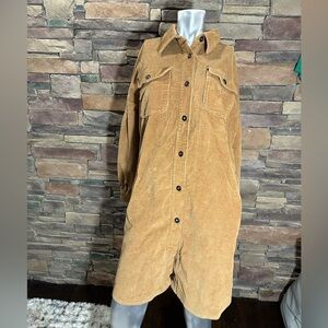 Sunland 17 Corduroy Pleated Puff Sleeve Dress Sz Large